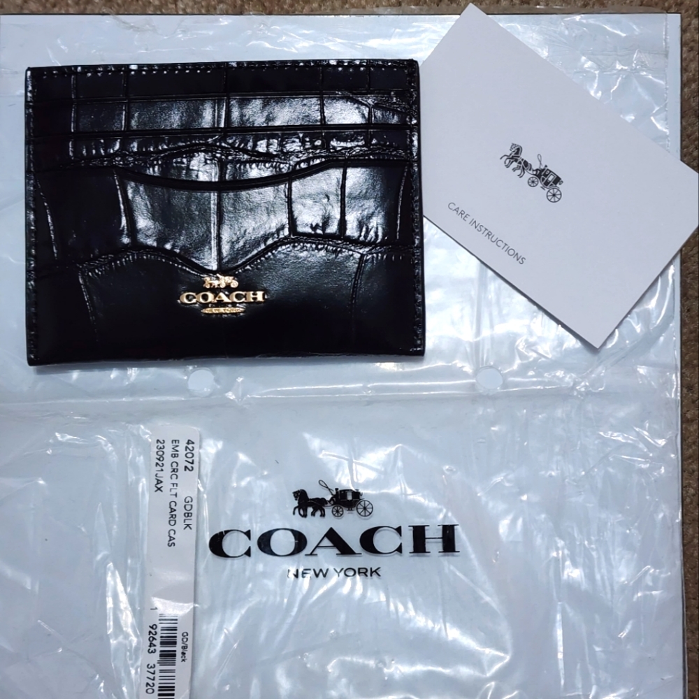 Coach Crocodile Flat Card Case